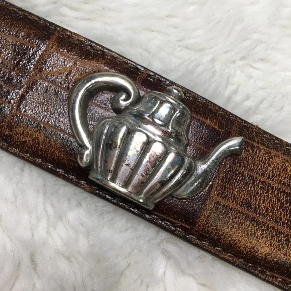 Brighton Women's Teapot Leather Belt Size M Length 36